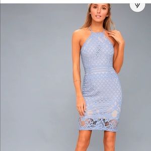 Lulu’s steal a kiss light blue lace dress size Small